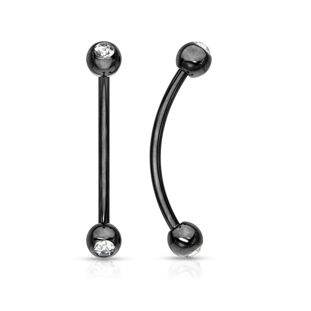 16G Surgical Steel Gemmed Ends for Snake Eye Piercings